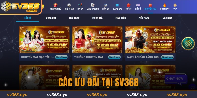 Các ưu đãi tại SV368
